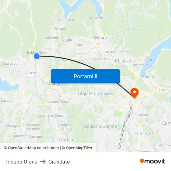 Induno Olona to Grandate map