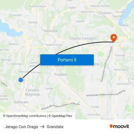 Jerago Con Orago to Grandate map