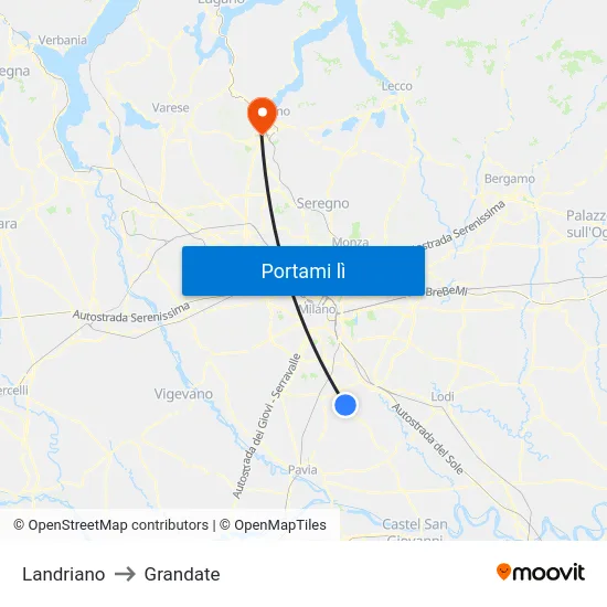 Landriano to Grandate map