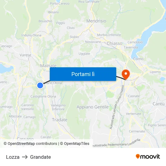 Lozza to Grandate map