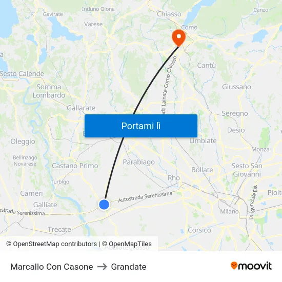 Marcallo Con Casone to Grandate map