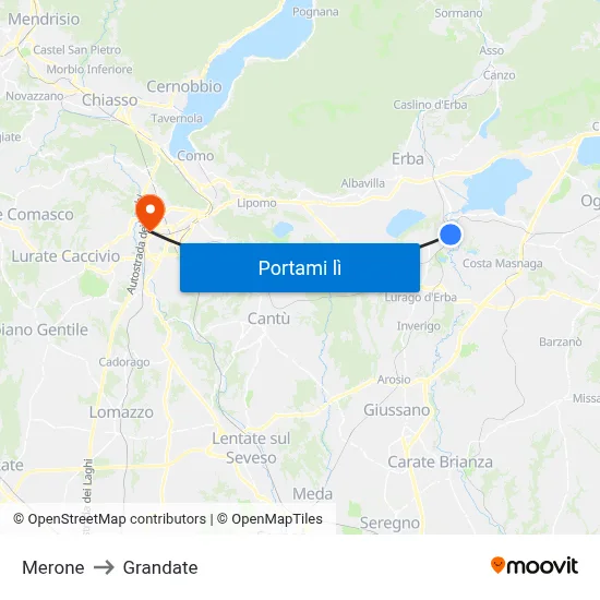 Merone to Grandate map
