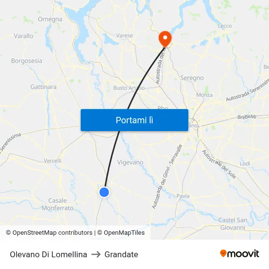 Olevano Di Lomellina to Grandate map