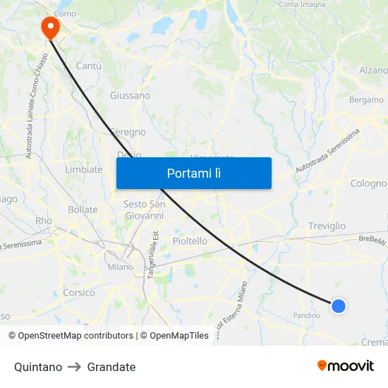 Quintano to Grandate map