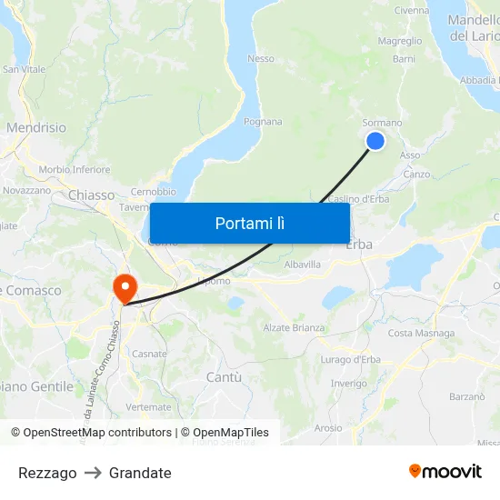 Rezzago to Grandate map