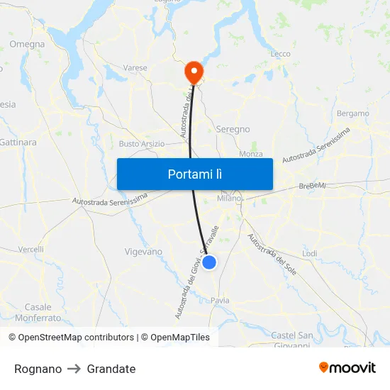 Rognano to Grandate map