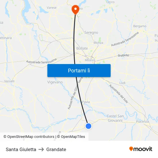 Santa Giuletta to Grandate map