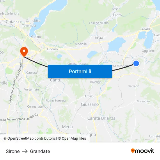 Sirone to Grandate map