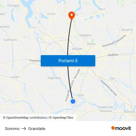 Sommo to Grandate map