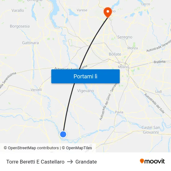 Torre Beretti E Castellaro to Grandate map