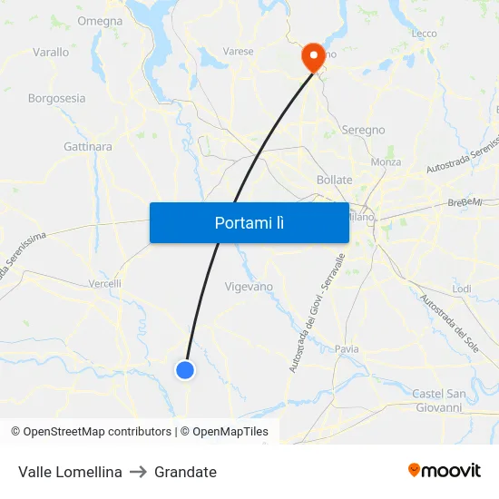 Valle Lomellina to Grandate map