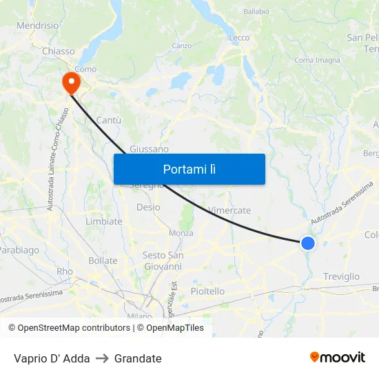 Vaprio D' Adda to Grandate map