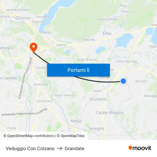Veduggio Con Colzano to Grandate map