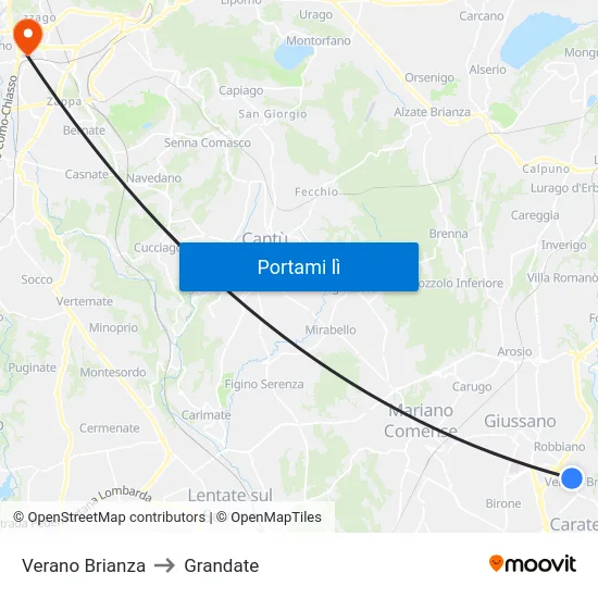 Verano Brianza to Grandate map