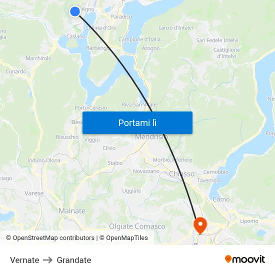 Vernate to Grandate map