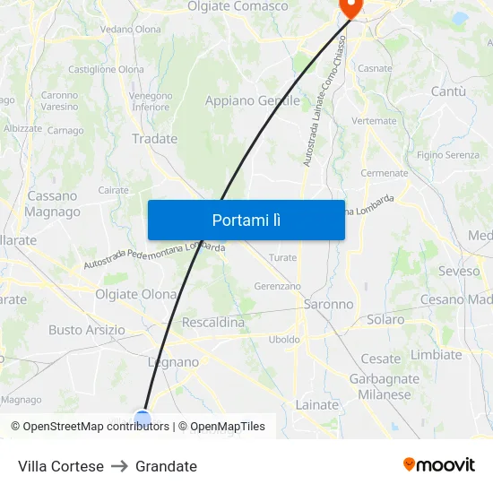 Villa Cortese to Grandate map