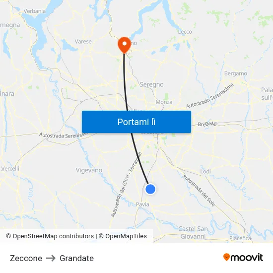 Zeccone to Grandate map