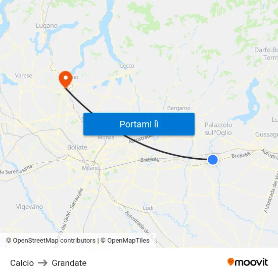 Calcio to Grandate map