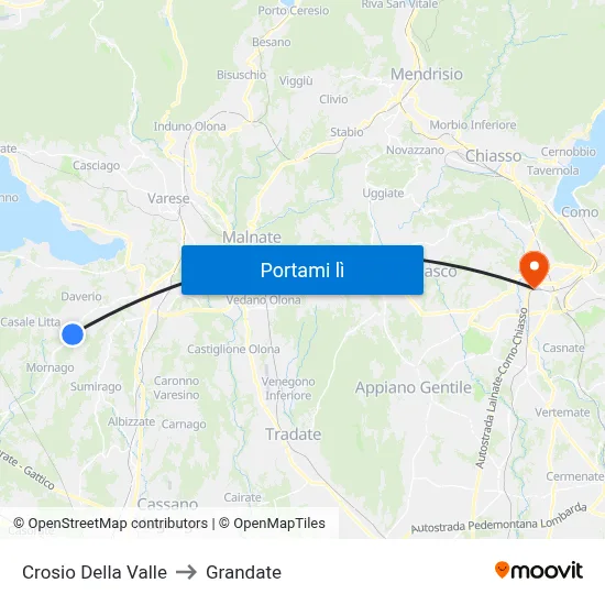 Crosio Della Valle to Grandate map