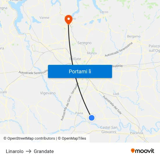 Linarolo to Grandate map