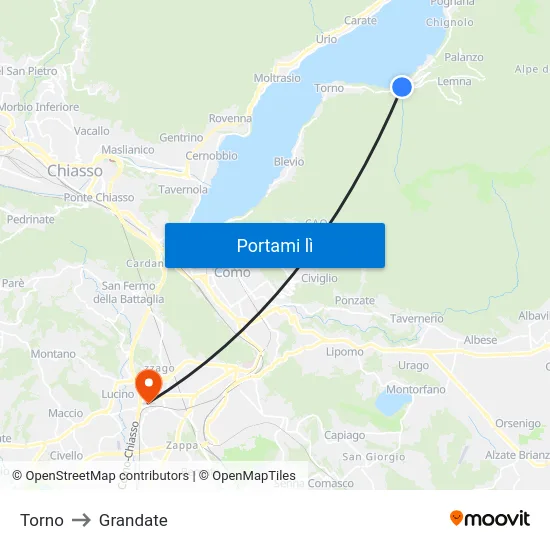 Torno to Grandate map