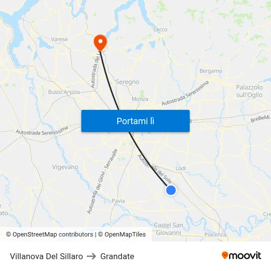 Villanova Del Sillaro to Grandate map