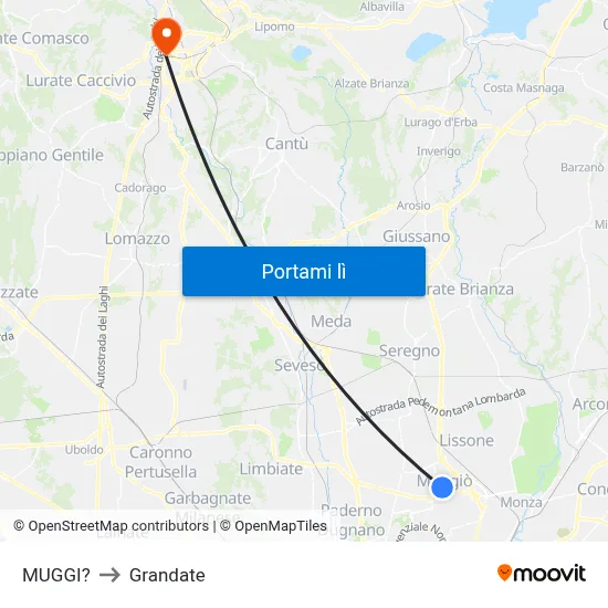 MUGGI? to Grandate map