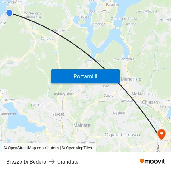 Brezzo Di Bedero to Grandate map