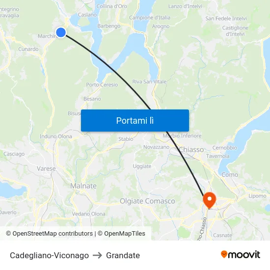 Cadegliano-Viconago to Grandate map