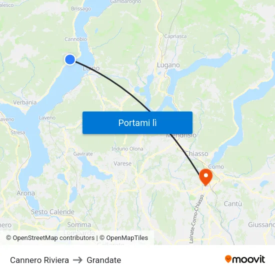 Cannero Riviera to Grandate map