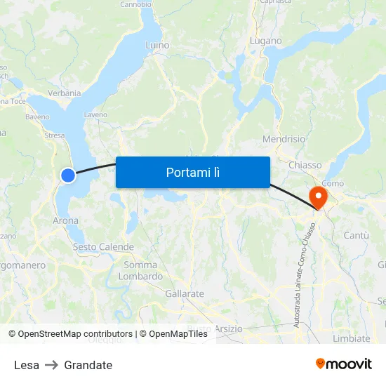 Lesa to Grandate map