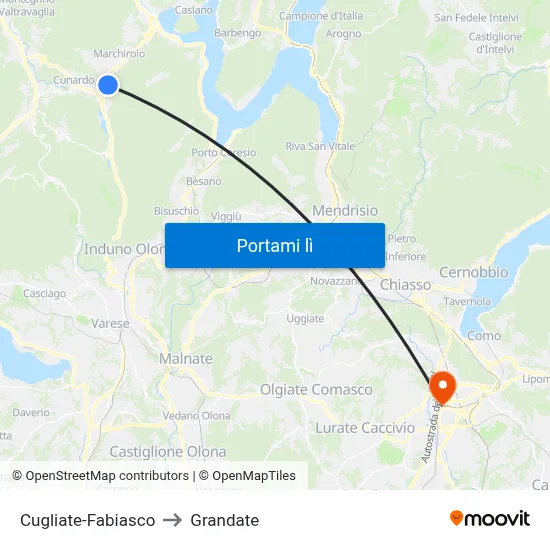 Cugliate-Fabiasco to Grandate map