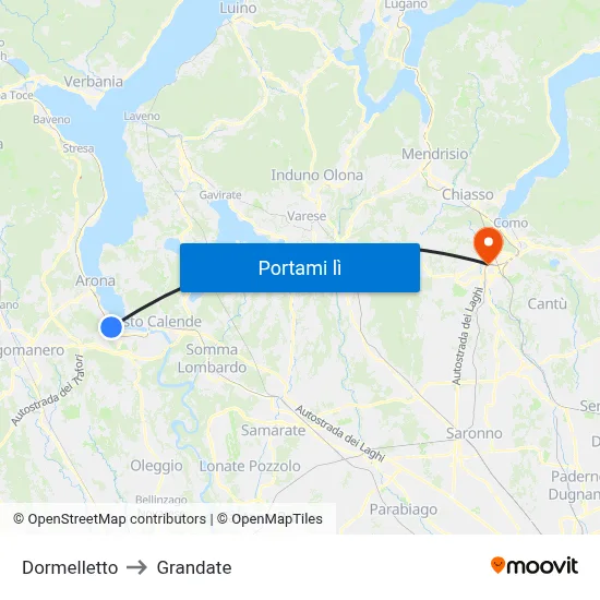 Dormelletto to Grandate map