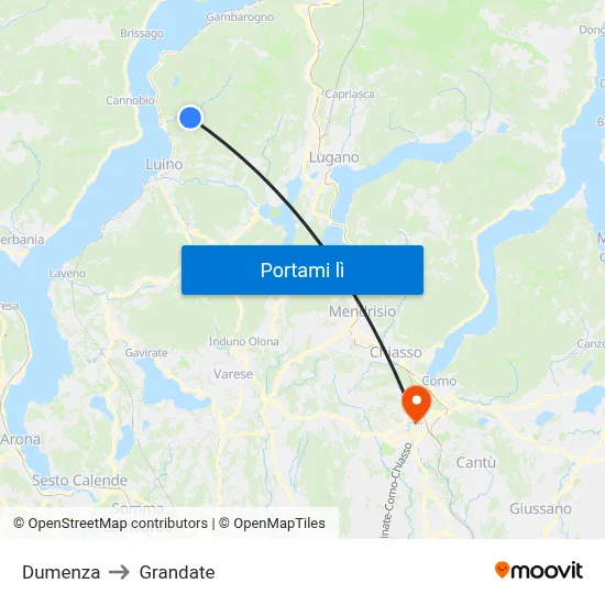 Dumenza to Grandate map