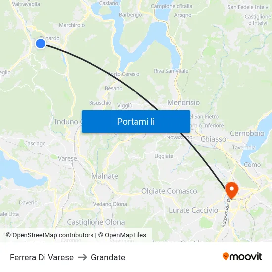 Ferrera Di Varese to Grandate map