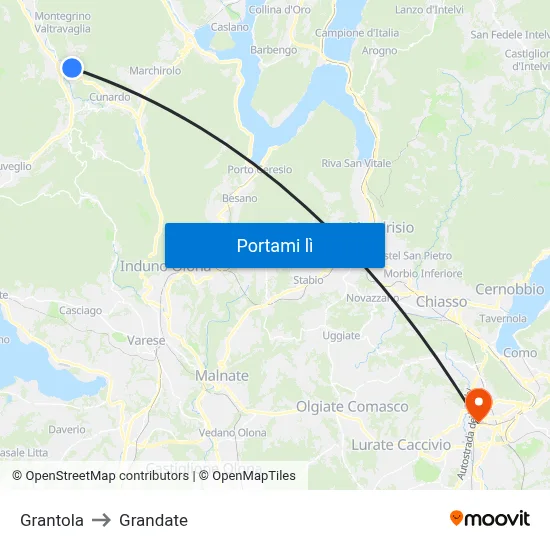 Grantola to Grandate map