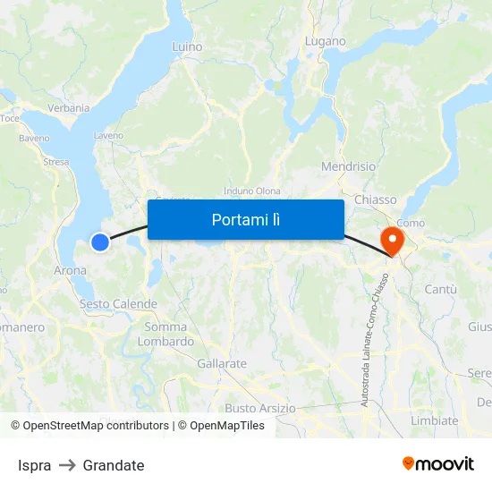 Ispra to Grandate map