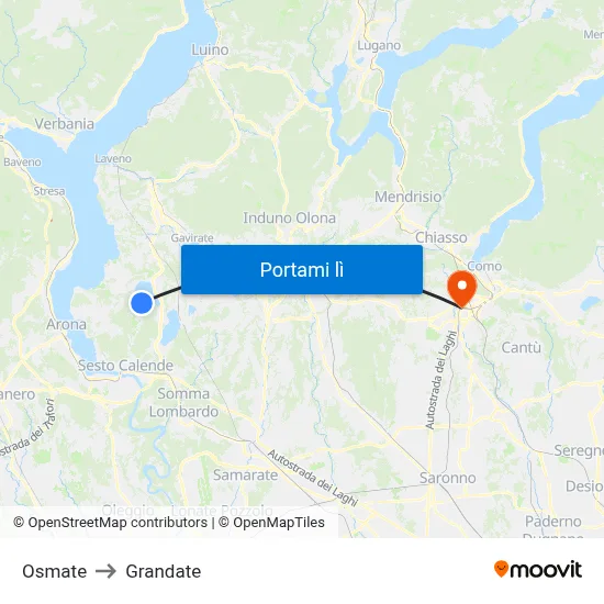 Osmate to Grandate map