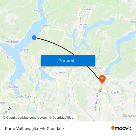 Porto Valtravaglia to Grandate map