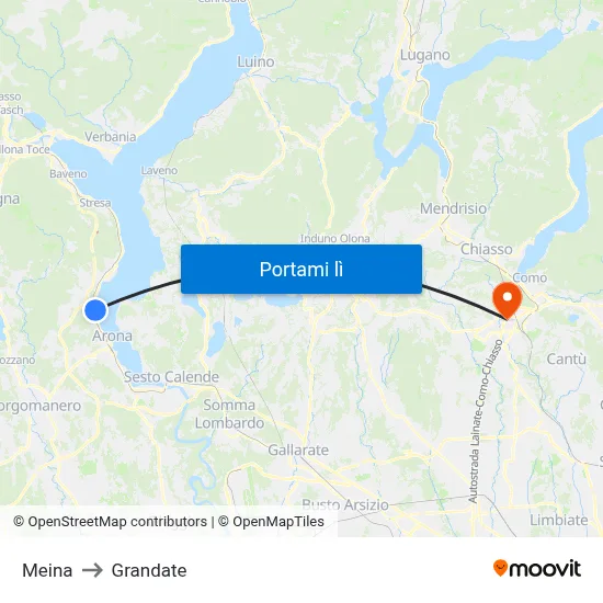 Meina to Grandate map