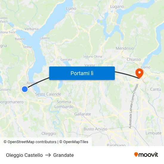 Oleggio Castello to Grandate map