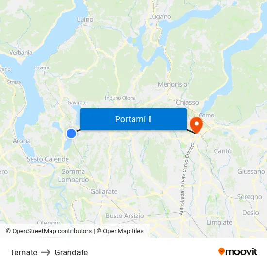 Ternate to Grandate map