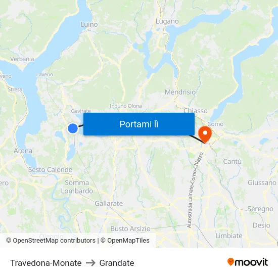 Travedona-Monate to Grandate map