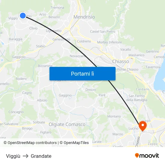 Viggiù to Grandate map