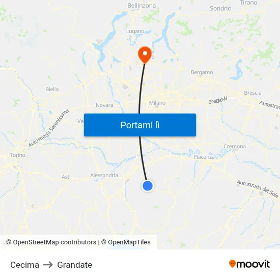 Cecima to Grandate map