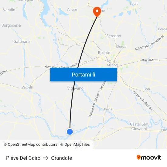 Pieve Del Cairo to Grandate map