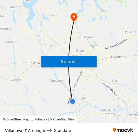 Villanova D' Ardenghi to Grandate map