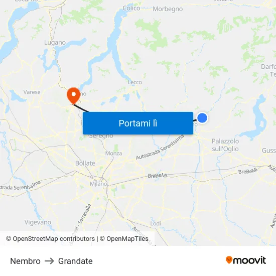 Nembro to Grandate map