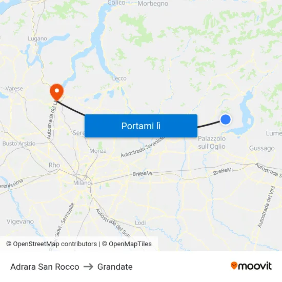 Adrara San Rocco to Grandate map