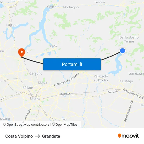 Costa Volpino to Grandate map